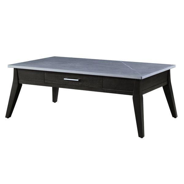 ACME Zemocryss Coffee Table, Sintered Stone Top & Dark Brown Finish