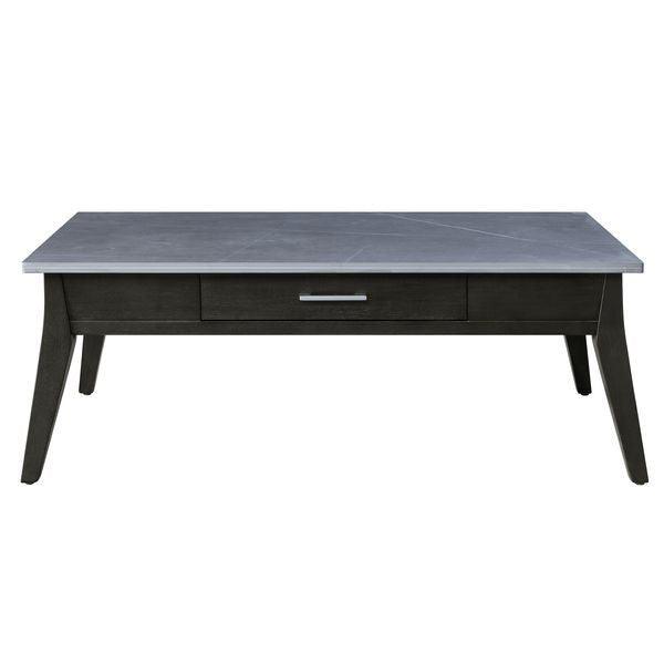 ACME Zemocryss Coffee Table, Sintered Stone Top & Dark Brown Finish