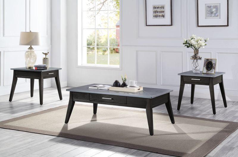 ACME Zemocryss Coffee Table, Sintered Stone Top & Dark Brown Finish