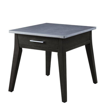 ACME Zemocryss End Table, Sintered Stone Top Marble Top & Dark Brown Finish