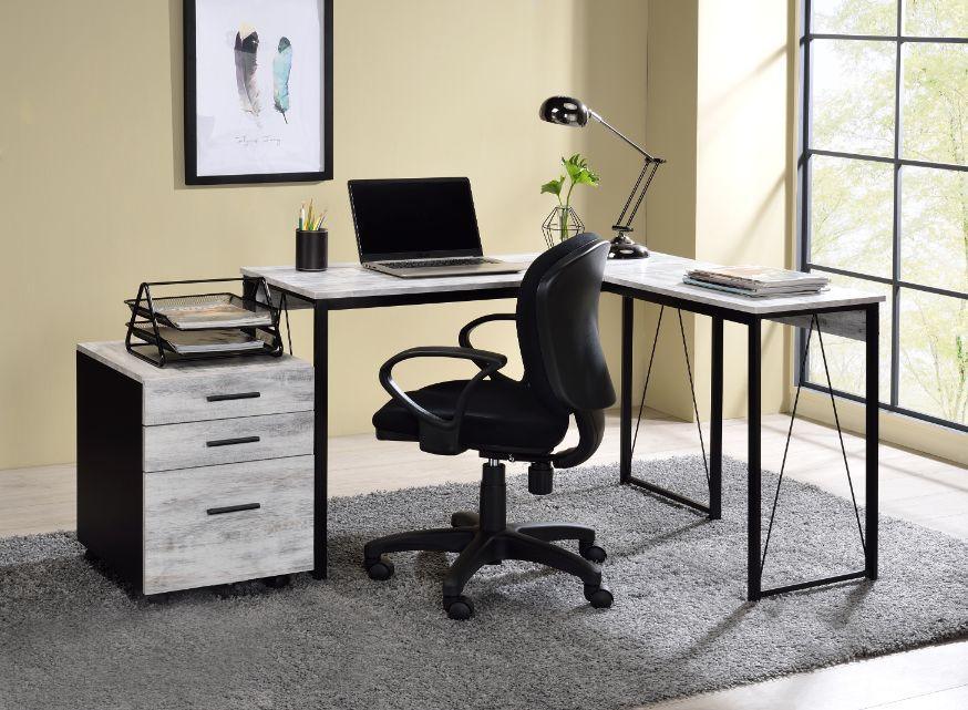 ACME Zetri Writing Desk, Antique White & Black Finish