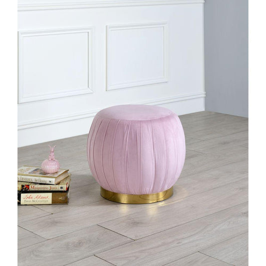 ACME Zinnia Ottoman, Pink Carnation Velvet & Gold