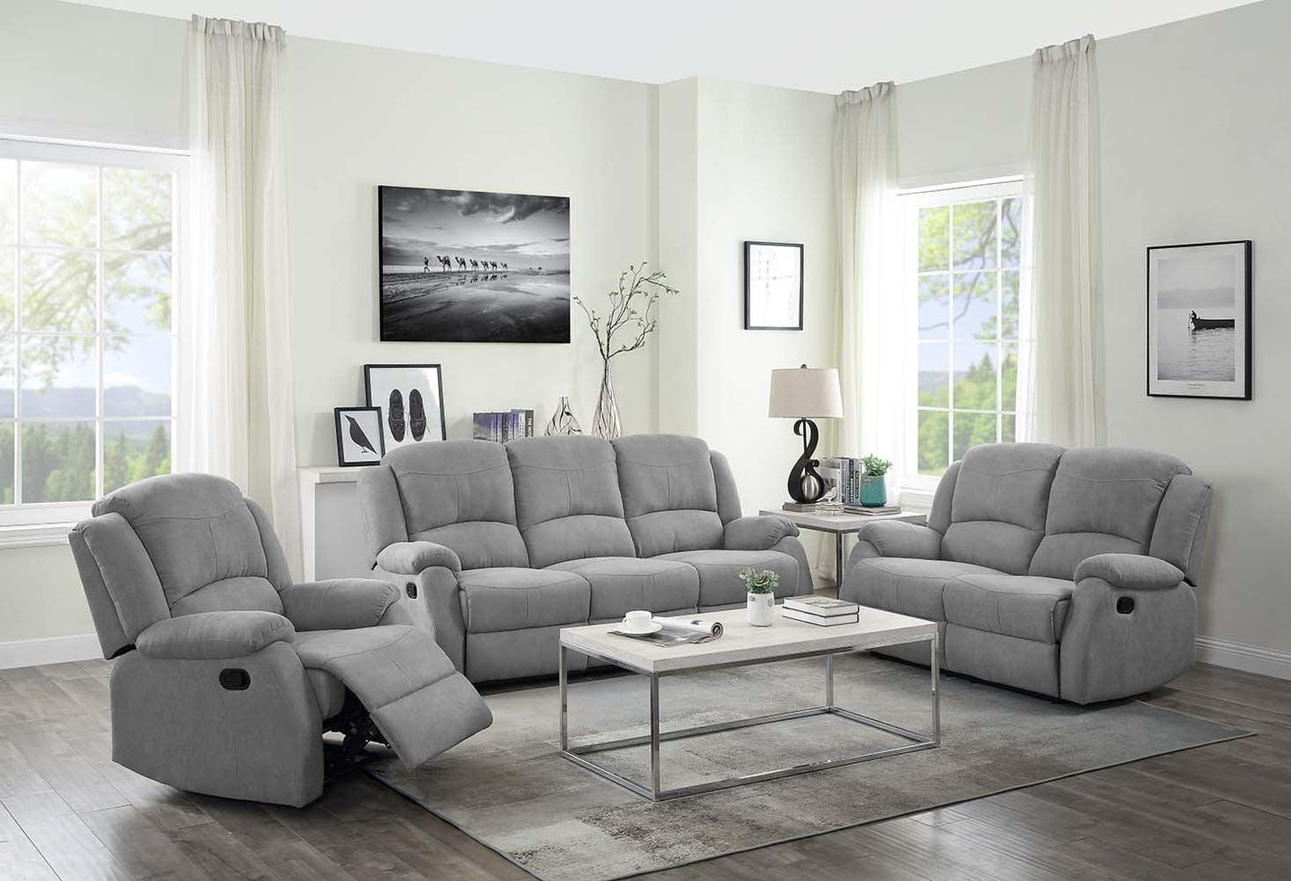 ACME Zorina Loveseat (Motion), Gray Fabric