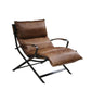 ACME Zulgaz Accent Chair, Cocoa Top Grain Leather & Matt Iron Finish