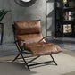 ACME Zulgaz Accent Chair, Cocoa Top Grain Leather & Matt Iron Finish