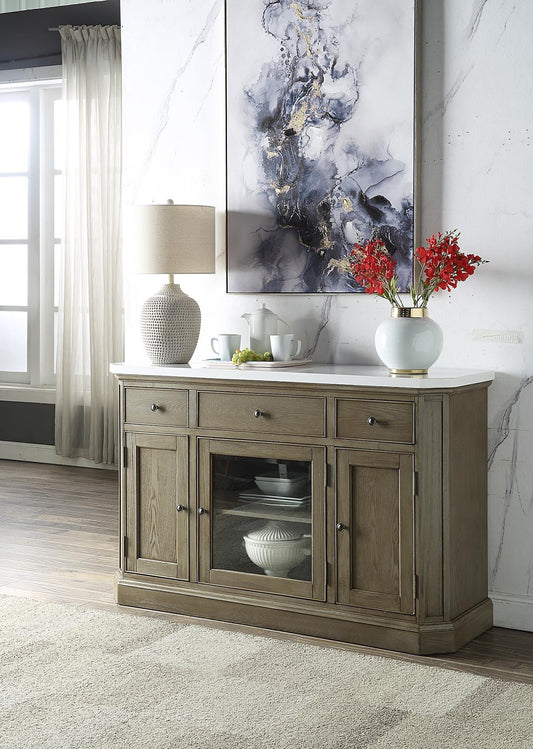 ACME Zumala Server, Marble & Weathered Oak Finish