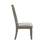 ACME Zumala Side Chair (Set-2), Beige Linen & Weathered Oak Finish