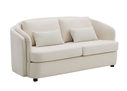 Mariko Loveseat w/ 2 Pillows, Beige Linen