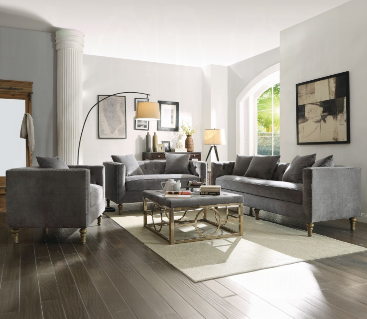 Sidonia Loveseat w/2 Pillows, Gray