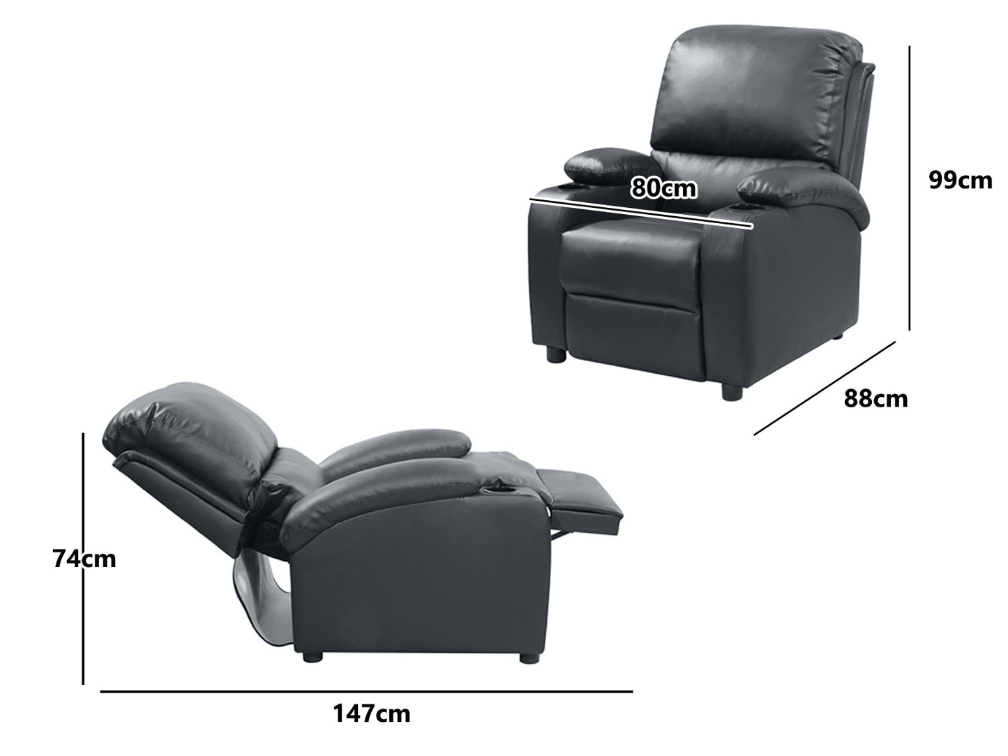 Push Back Recliner with Cup Holder