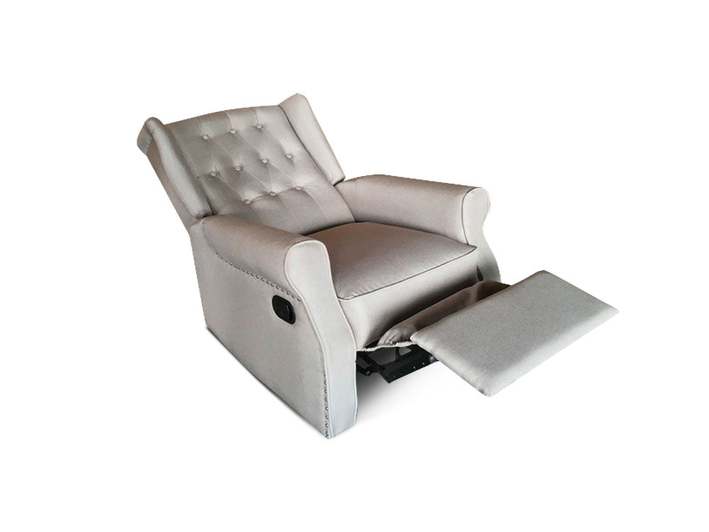 ComfortZen Beige Linen Recliner Chair