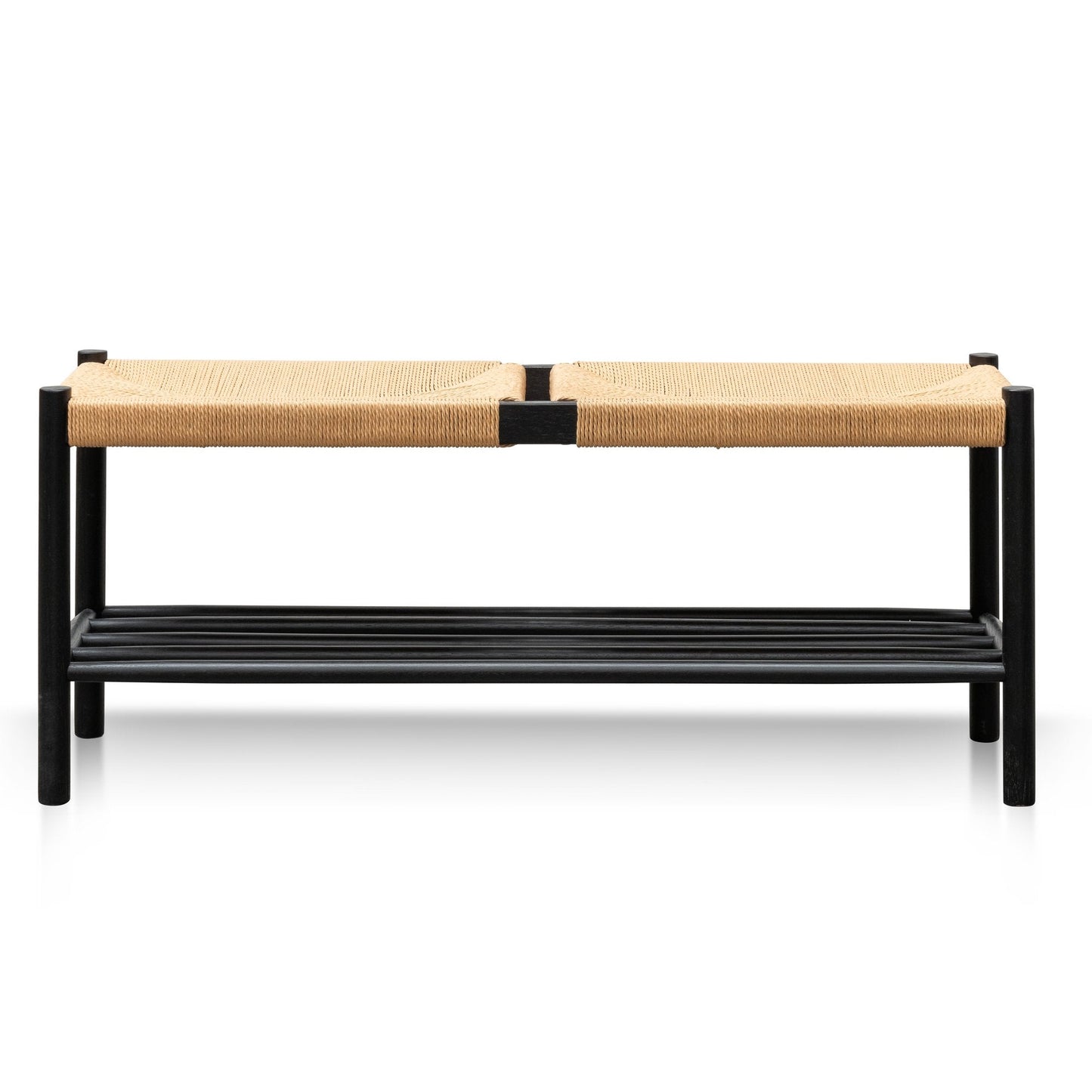 Luna 1.1m Black Woven Dining Bench