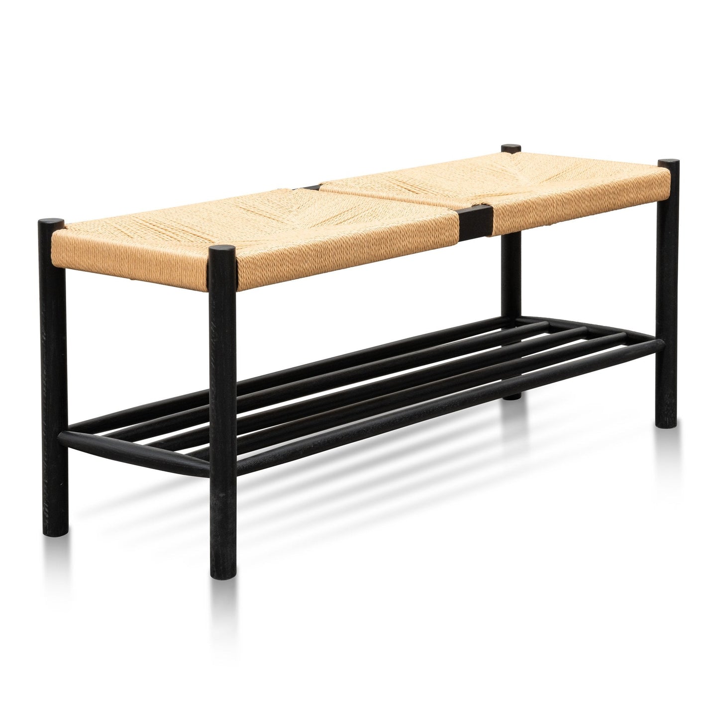 Luna 1.1m Black Woven Dining Bench