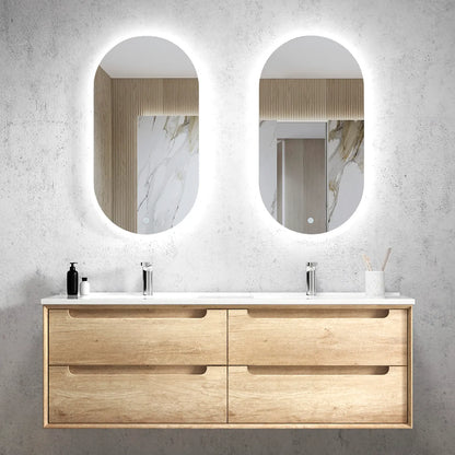 Oakley Haven 1500MM Natural Oak Double Bowl Wall Hung Vanity