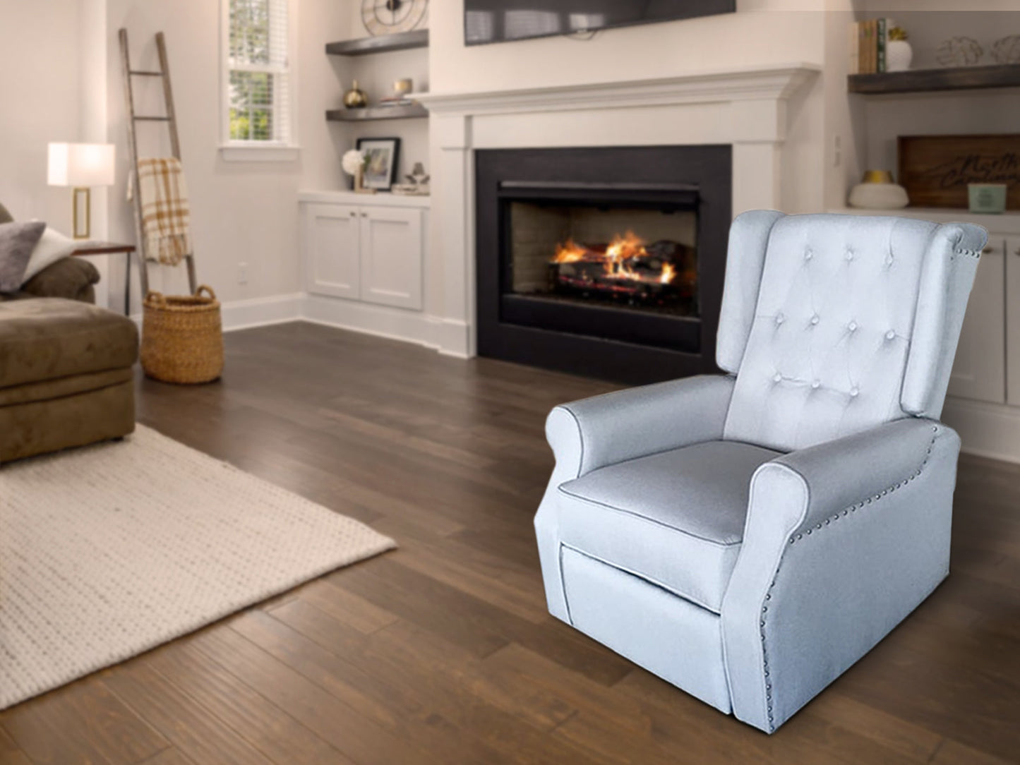 SereneLuxe Grey Linen Recliner Chair