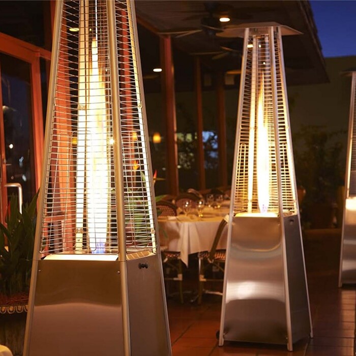 RADtec Tower Flame Patio Heater - Black and Grey Wicker