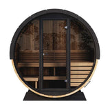 SaunaLife Model EE6G Sauna Barrel Ergo Elegance Series Sauna Barrel 63" L x 91" D Glass Front, 4-Person