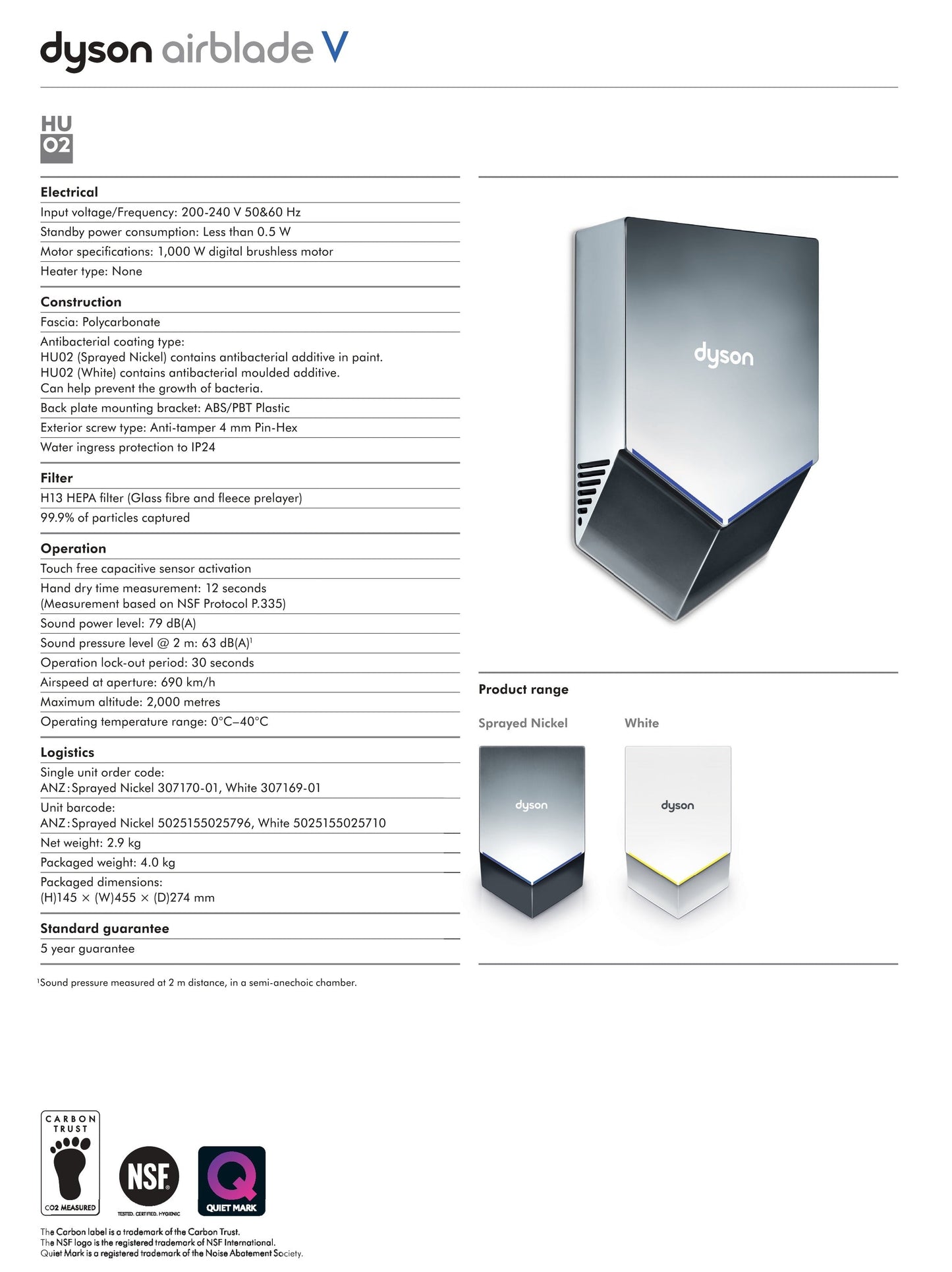 AeroDry Sprayed Nickel Hand Dryer